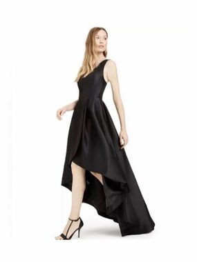 Calvin Klein Black High-Low Satin Gown